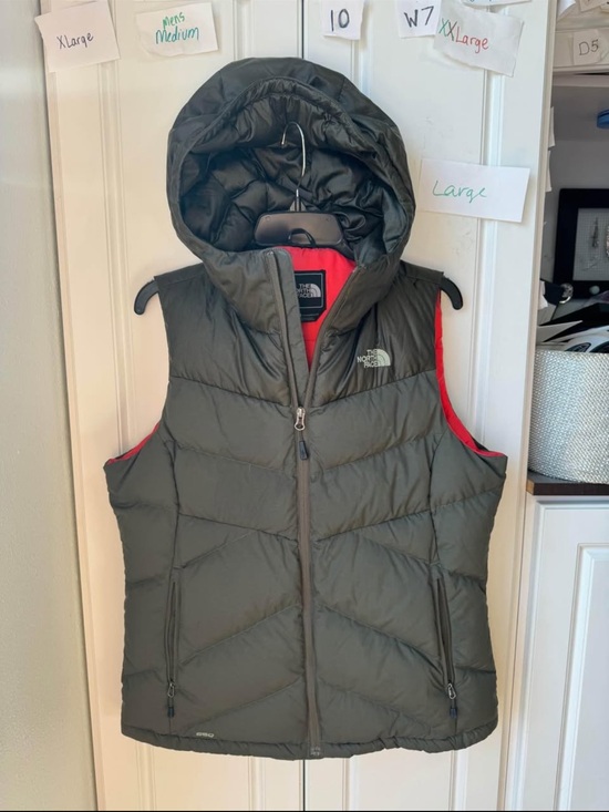 The North Face Jackets & Blazers - The North Face Green Down Puffer Vest with Red Lining 650 down filled,large (03)
